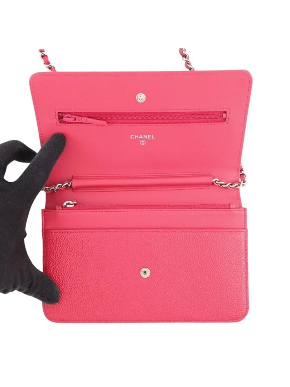 Chanel Chain Wallet CC Logo Caviar Leather Shoulder Bag
